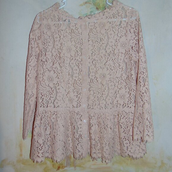 Joie Floral Lace Blouse Top Womens Small Boho Textured Back Button Long Sleeve - Picture 11 of 13